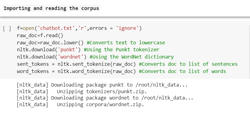 Importing and reading the corpus