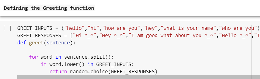 Defining the Greeting function